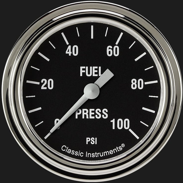 Classic Instruments Hot Rod 2 5/8" Fuel Pressure Gauge, 100 psi - HR346SLF