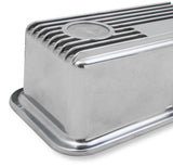Holley 241-82 M/T Valve Covers - Vintage Style - Finned - SBC - Polished