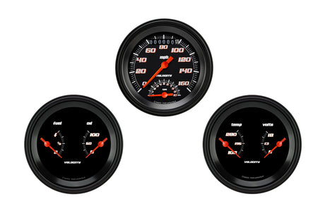 Classic Instruments Velocity Black Series Three Gauge Set - VS34BBLF