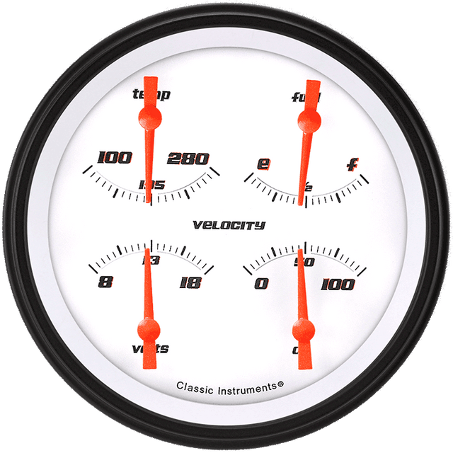 Classic Instruments Velocity White 4 5/8" Quad - VS31WBLF