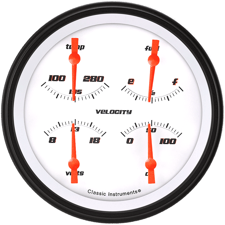 Classic Instruments Velocity White 4 5/8" Quad - VS78WBLF