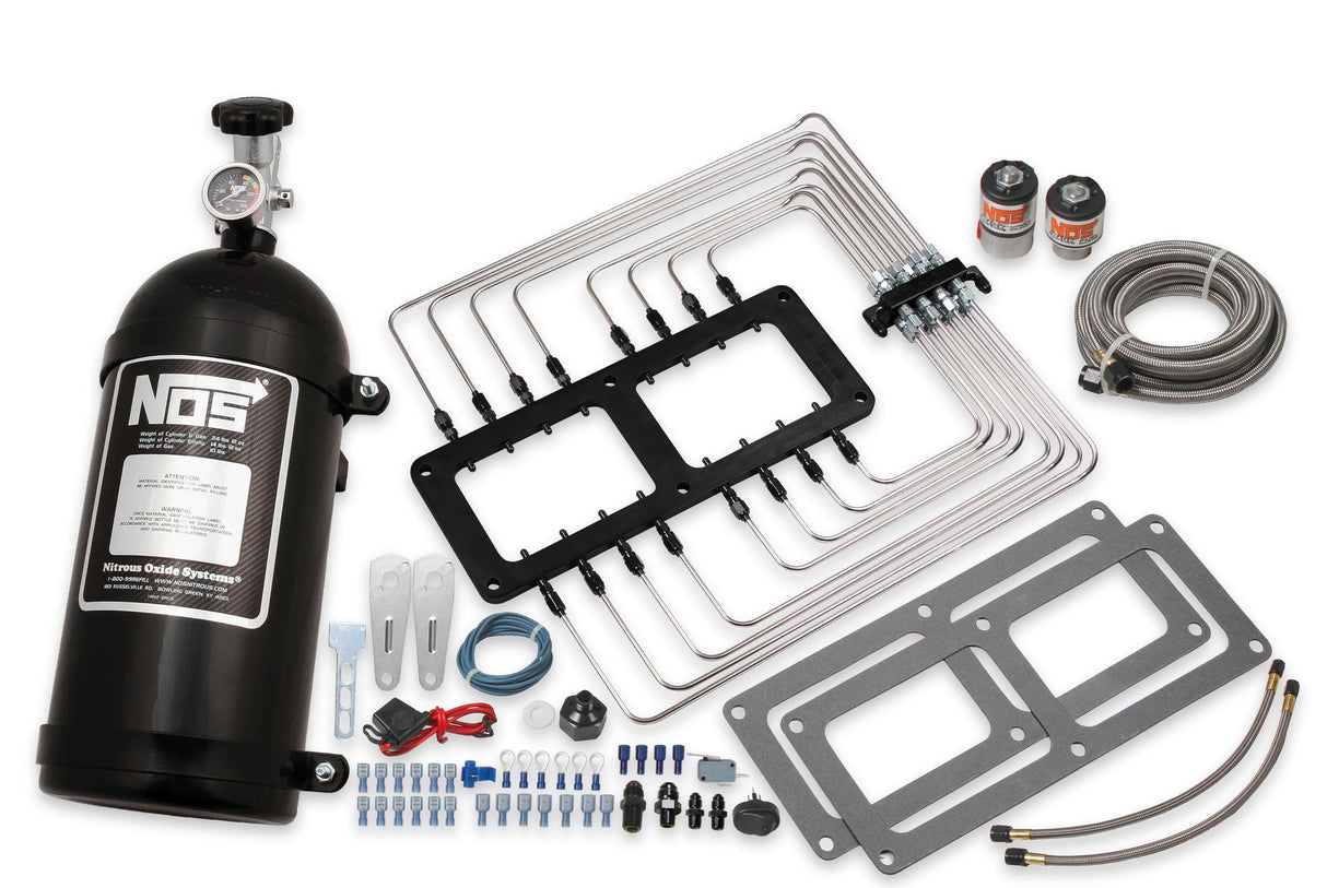 NOS Supercharger Wet Nitrous System, Black Plate & Plumbing, Black 10 lb Bottle - 02520BNOS