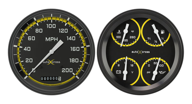 Classic Instruments Auto Cross Yellow 6 Gauge Set - AX52YBLF
