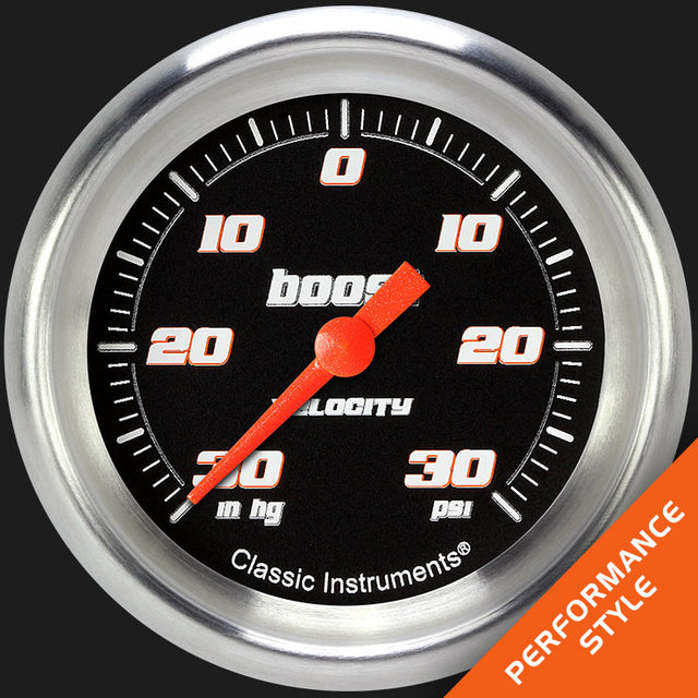 Classic Instruments Velocity Black 2 5/8" Boost/Vac Gauge - VS341BAPF