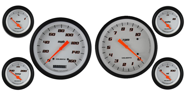 Classic Instruments Velocity White Six Gauge Set - VS51WBLF