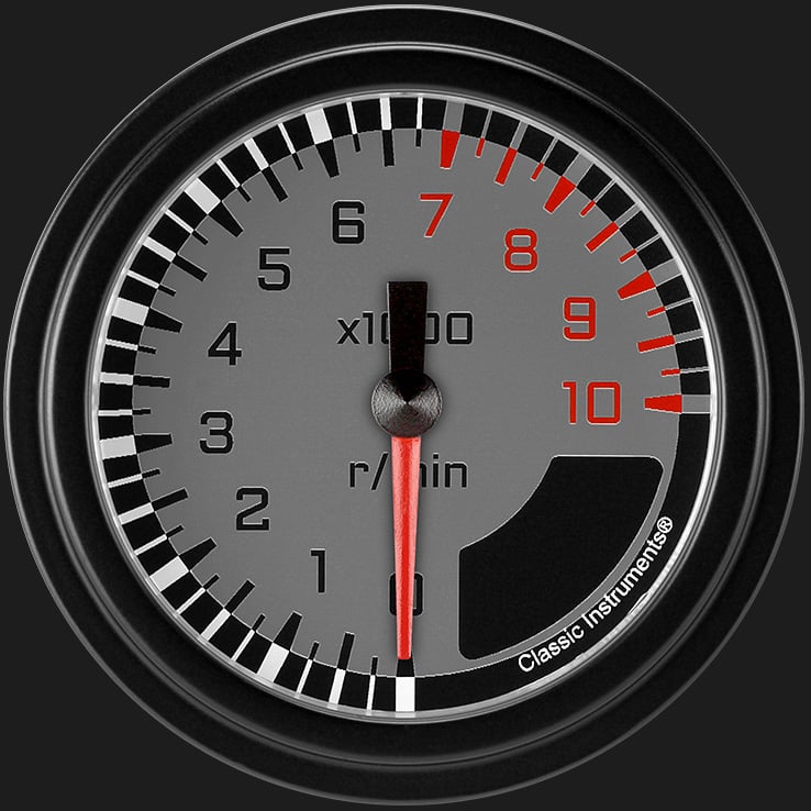 Classic Instruments AutoCross Gray 2 5/8" Tachometer - AX383GBLF