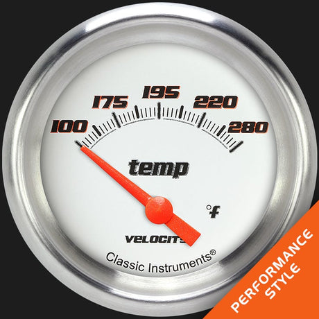 Classic Instruments Velocity White 2 5/8" Short Sweep Water Temperature Gauge - VS226WAPF-04