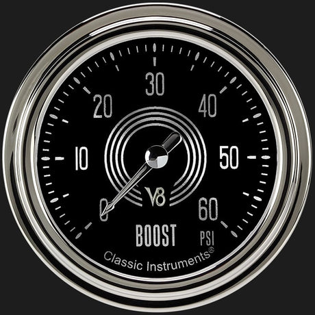 Classic Instruments V8 Speedster 2 5/8" Boost Gauge, 60 psi - V8SR343SLC