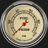 Classic Instruments Vintage 2 5/8" Fuel Pressure Gauge, 100 psi - VT346SLF