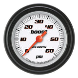 Classic Instruments Velocity White 2-1/8" Boost Gauge (60 PSI) - VS143WBLF