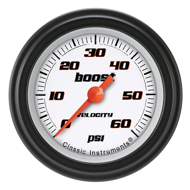 Classic Instruments Velocity White 2-1/8" Boost Gauge (60 PSI) - VS143WBLF