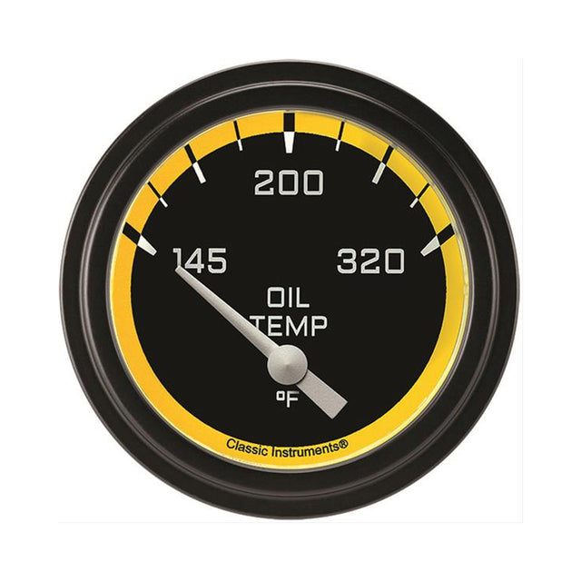 Classic Instruments Autocross Yellow 2 5/8" Oil Temperature Gauge - AX228YBLF