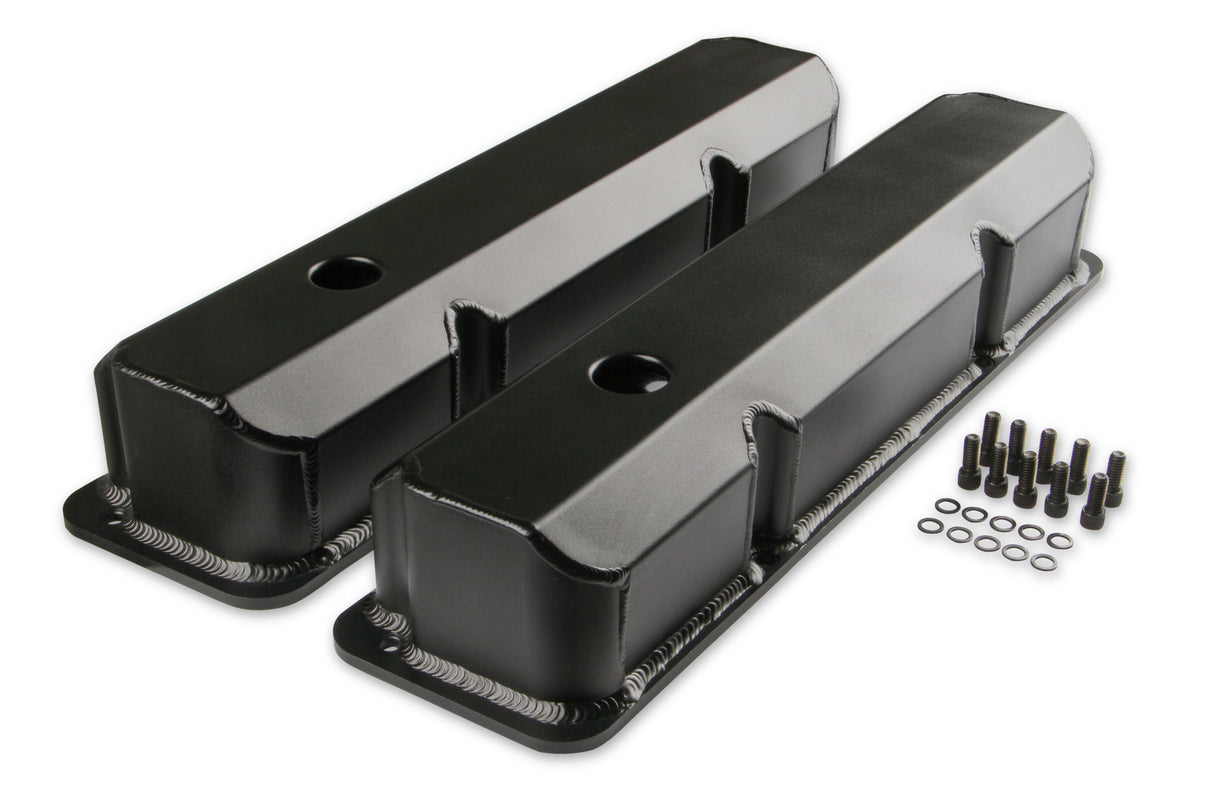 Mr Gasket Fabricated Aluminum Valve Covers - Black Finish - 6876BG