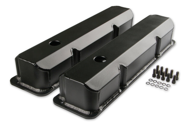Mr Gasket Fabricated Aluminum Valve Covers - Black Finish - 6876BG