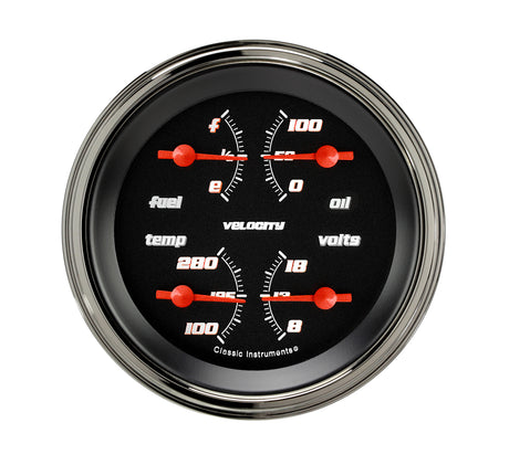 Classic Instruments VELOCITY BLACK 3IN QUAD 0-30 - VS77BSLF