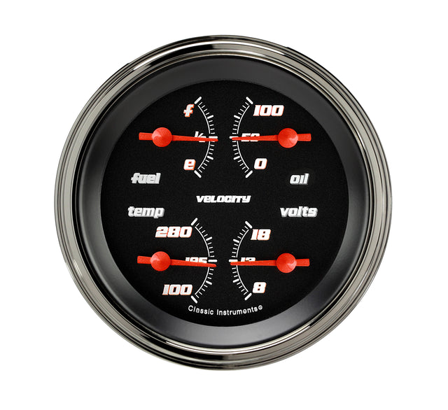 Classic Instruments VELOCITY BLACK 3IN QUAD 0-30 - VS77BSLF