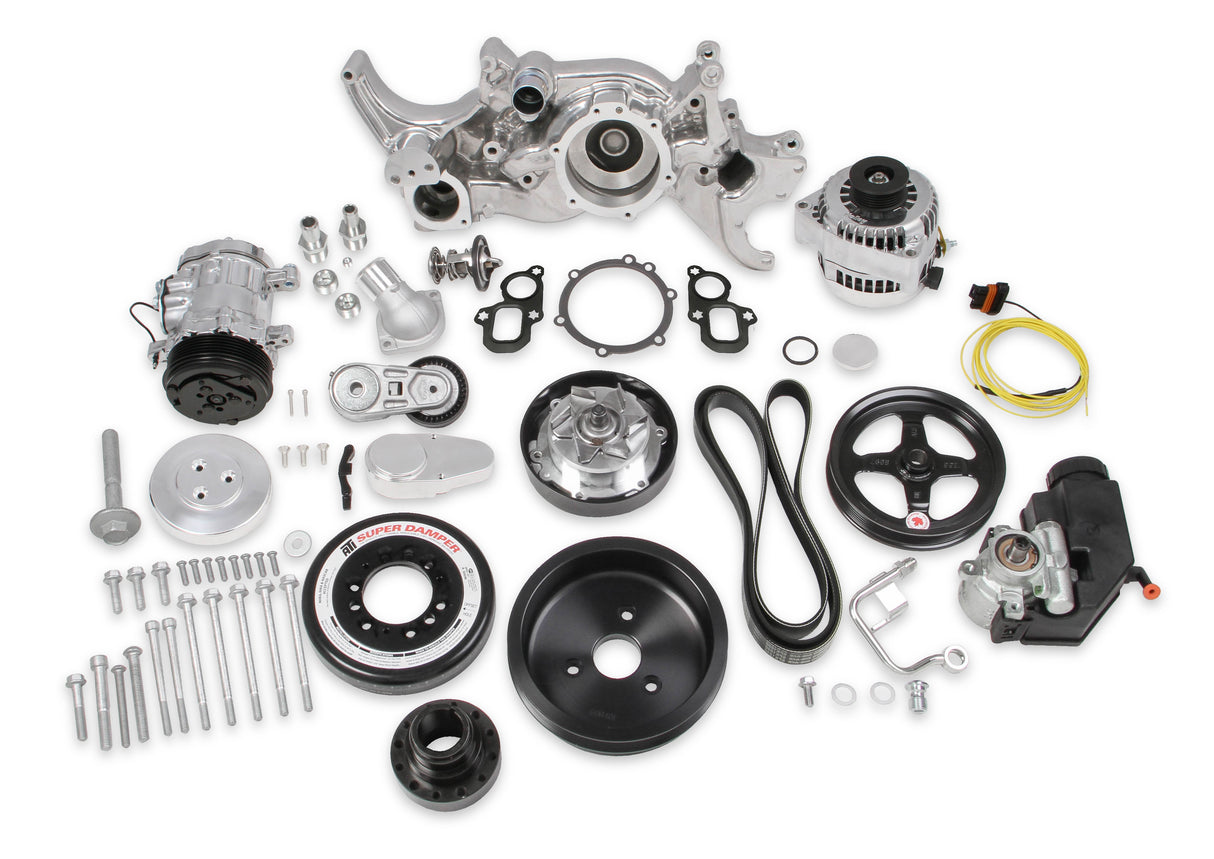 Holley 20-200P Premium Mid-Mount Complete Accessory System - Gen V LT Engines - SFI Certified Damper - Polished