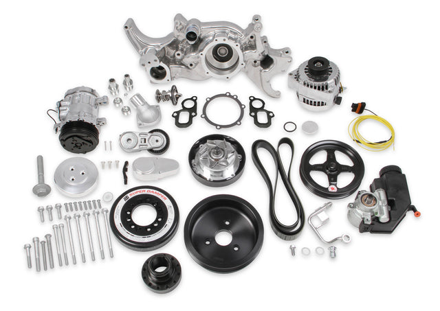 Holley 20-200P Premium Mid-Mount Complete Accessory System - Gen V LT Engines - SFI Certified Damper - Polished