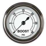 Classic Instruments Classic White 2-1/8" Boost Gauge (30 PSI) - CW142SLF