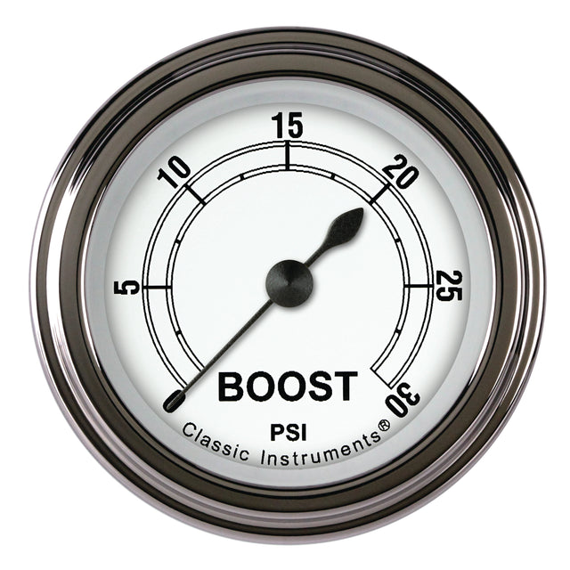 Classic Instruments Classic White 2-1/8" Boost Gauge (30 PSI) - CW142SLF