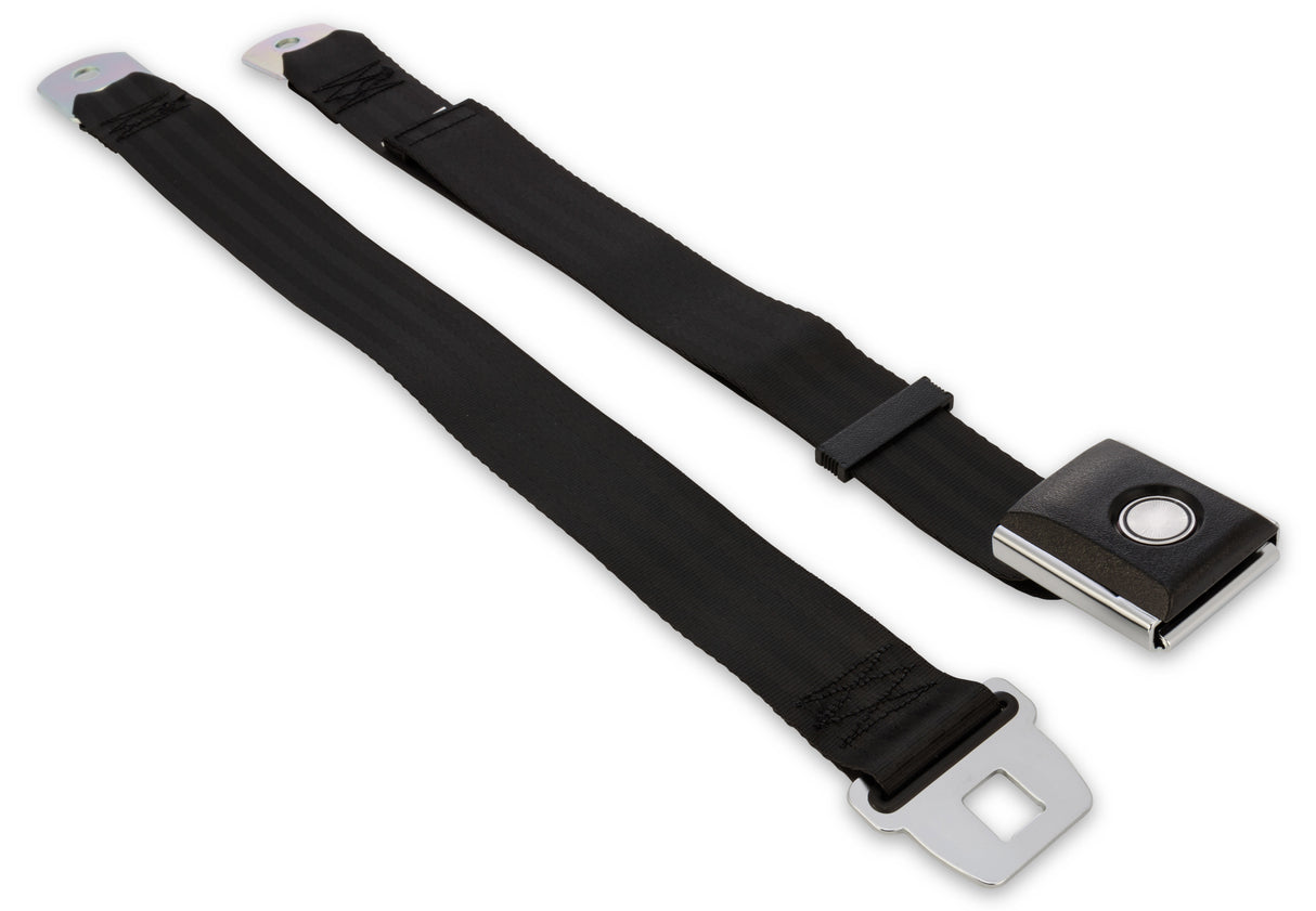 Scott Drake Push Button Seat Belt Black - SB-BK-PBSB