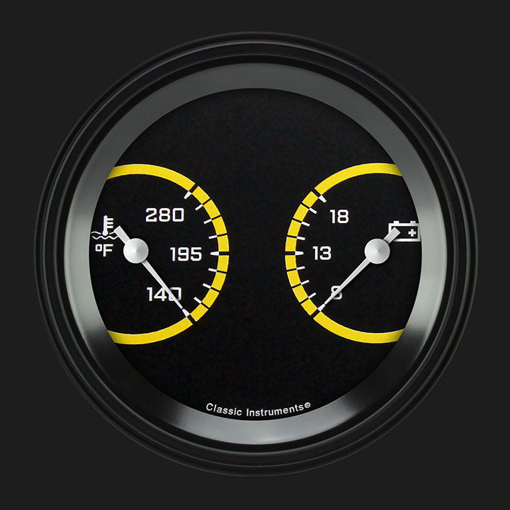 Classic Instruments AutoCross Yellow 3 3/8" Temp & Volt Dual - AX74YBLF