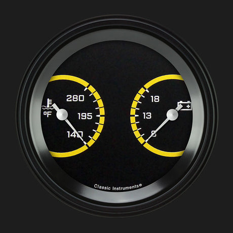 Classic Instruments AutoCross Yellow 3 3/8" Temp & Volt Dual - AX74YBLF
