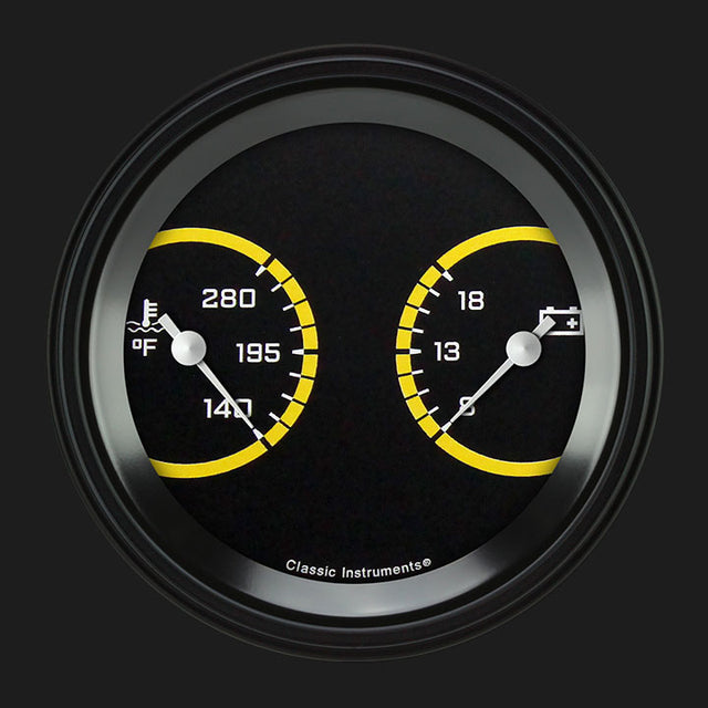 Classic Instruments AutoCross Yellow 3 3/8" Temp & Volt Dual - AX74YBLF