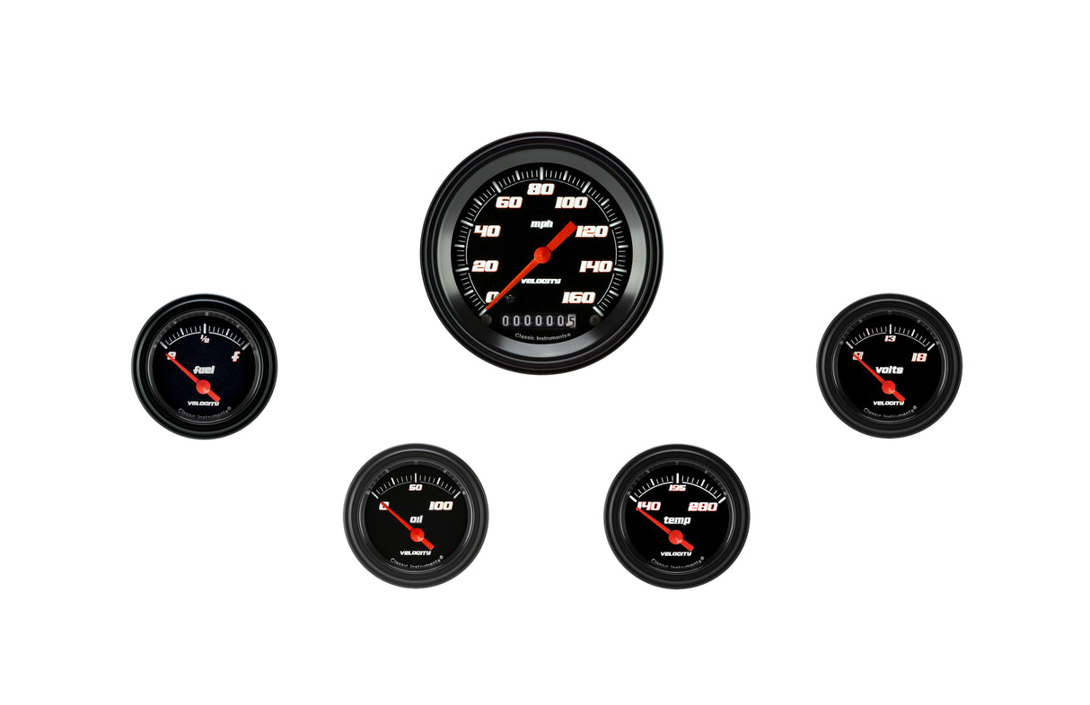 Classic Instruments Velocity Black Five Gauge Set - VS00BBLF