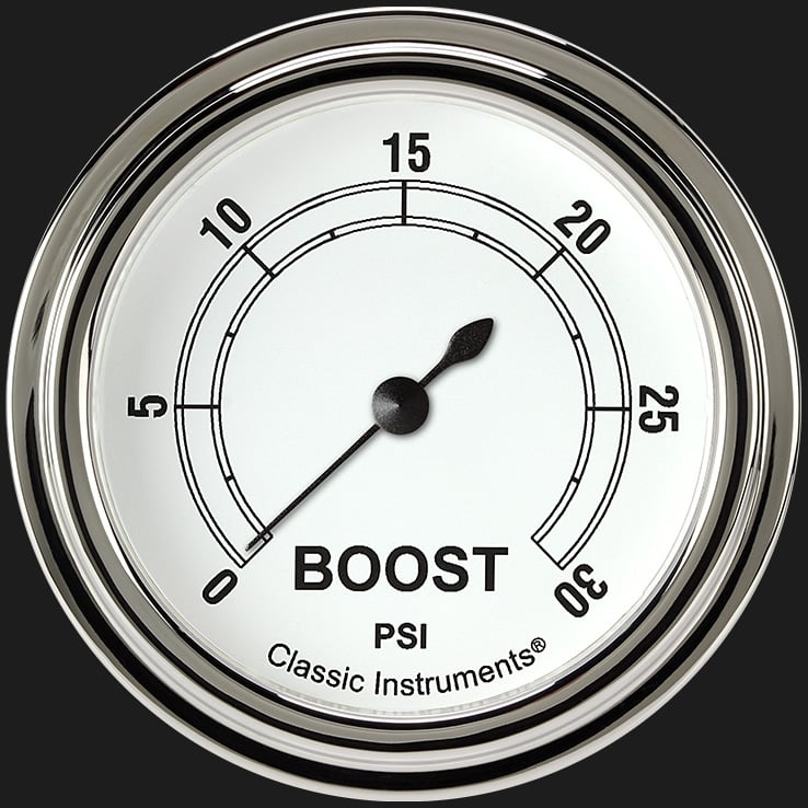 Classic Instruments Classic White 2 5/8" Boost Gauge, 30 psi - CW342SLF