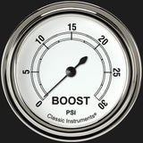 Classic Instruments Classic White 2 5/8" Boost Gauge, 30 psi - CW342SLF