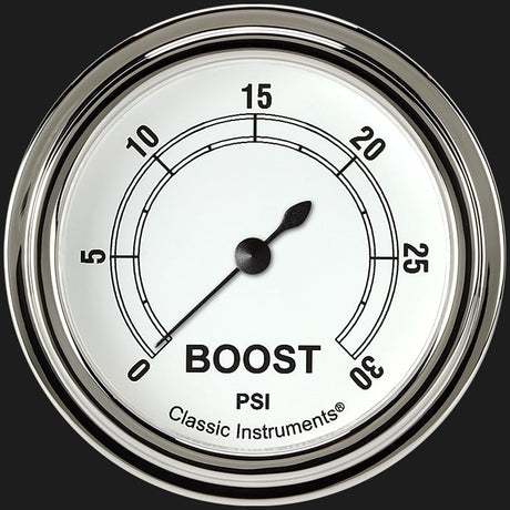 Classic Instruments Classic White 2 5/8" Boost Gauge, 30 psi - CW342SLF