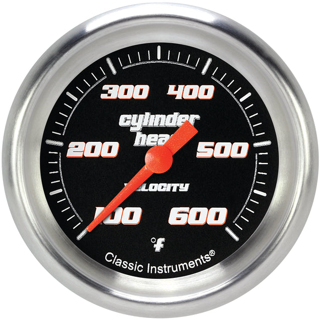 Classic Instruments Velocity Black 2-5/8" Cylinder Head Tempature Gauge - VS397BAPF