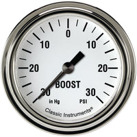 Classic Instruments White Hot 2-5/8" Boost/Vac Gauge - WH341SLF
