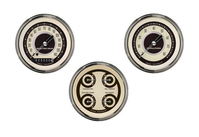 Classic Instruments NOSTALGIA VT 3IN SPEEDO/QUAD/TACH-GM - NT03SLC