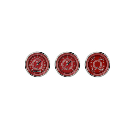 Classic Instruments V8 Red Steelie Three Gauge Set - V8RS53SLC