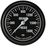 Classic Instruments Hot Rod Series 2-5/8" Brake Pressure Gauge - Full Sweep - HR367BLF