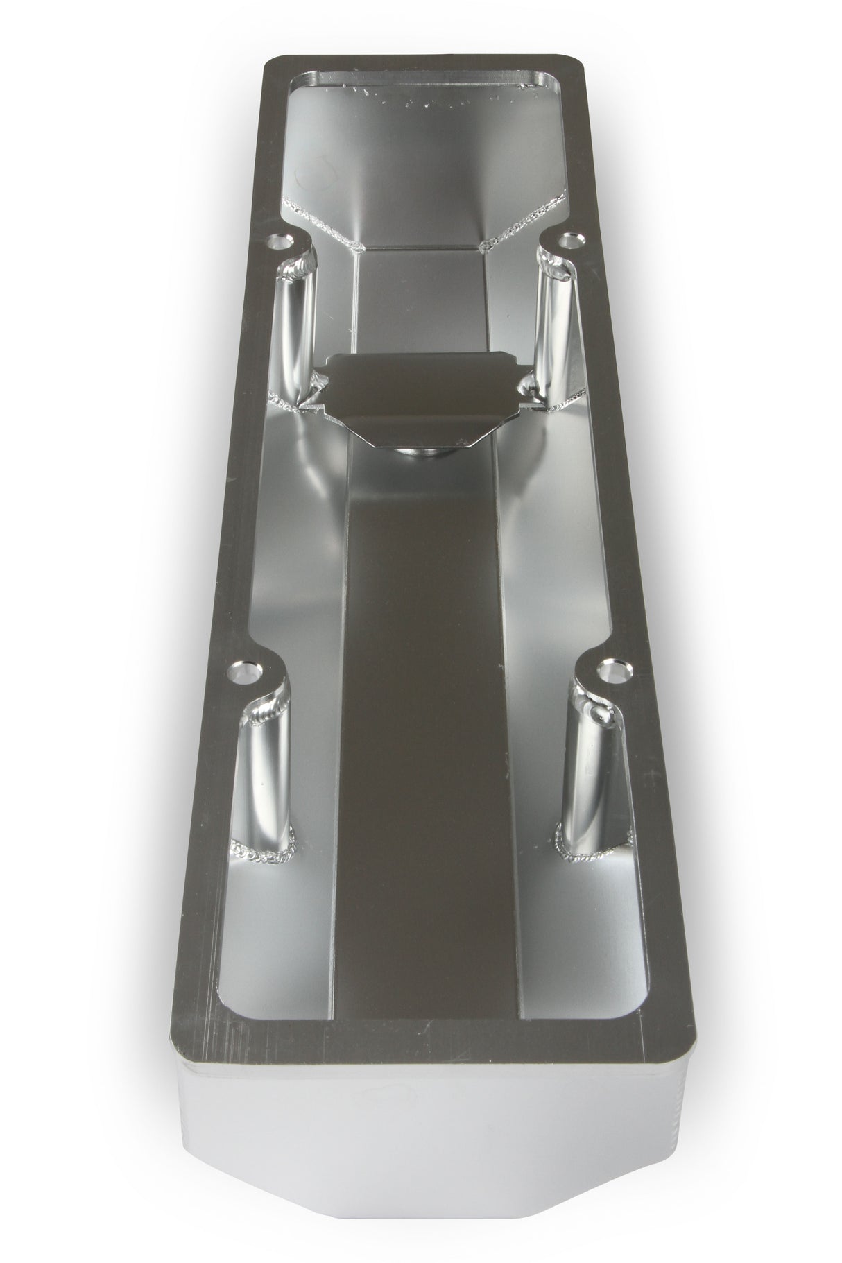 Holley 241-287 GM Licensed Valve Cover - Track Series - SBC - Fabricated Aluminum - Perimeter Bolt - Silver