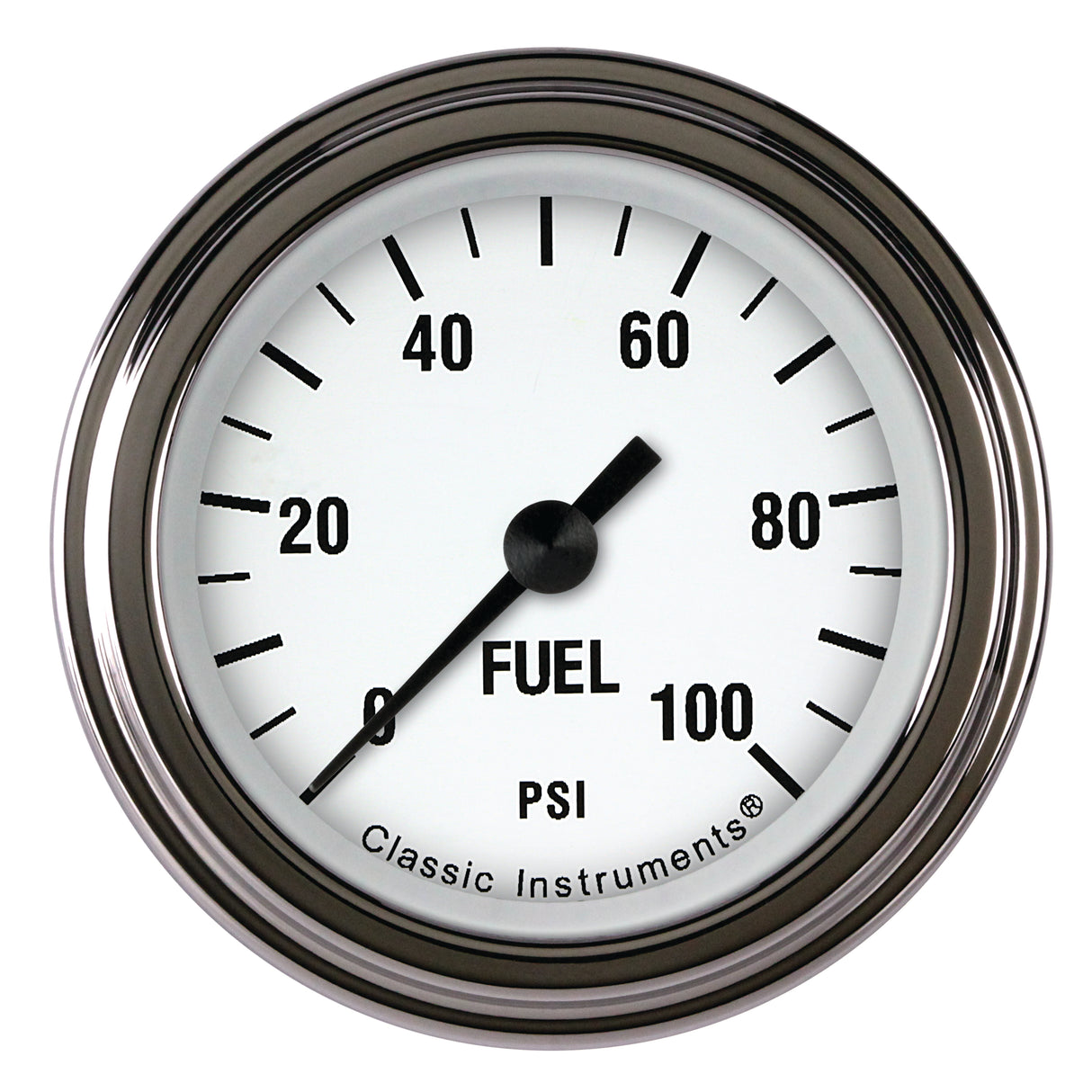 Classic Instruments White Hot 2 1/8" Fuel Pressure Gauge, 100 psi - WH146SLF