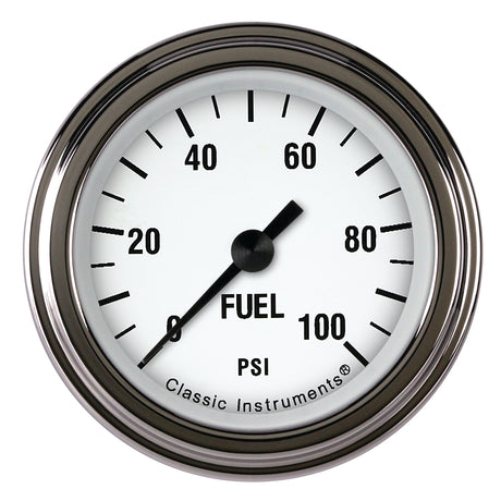 Classic Instruments White Hot 2 1/8" Fuel Pressure Gauge, 100 psi - WH146SLF