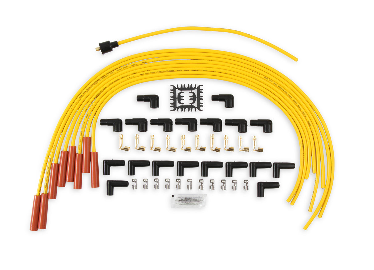 ACCEL Spark Plug Wire Set - 8mm - Yellow with Orange Straight Boots - 4040