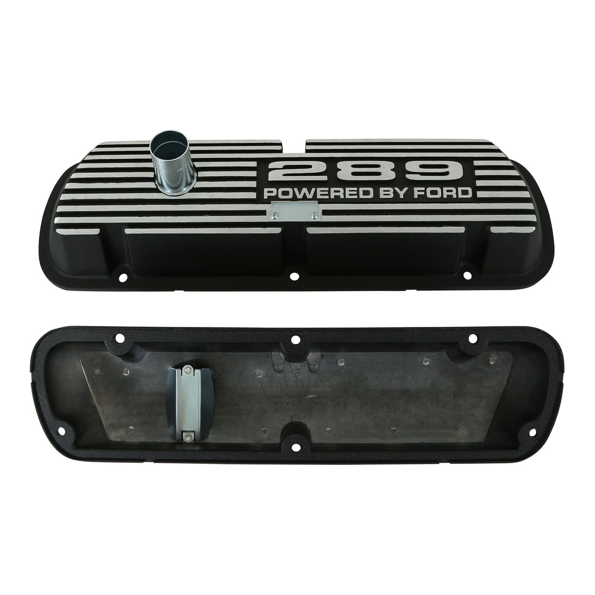 Scott Drake 289 Aluminum Valve Covers Black Powder Coat - 6A582-289