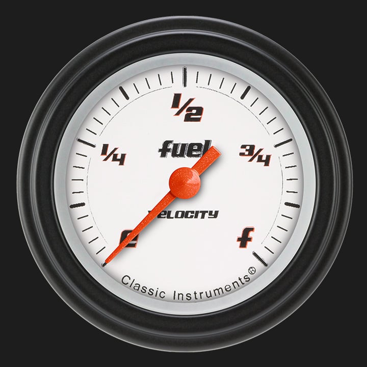 Classic Instruments Velocity White 2 1/8" Fuel Gauge - VS109WBLF