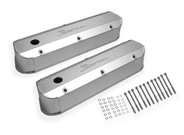 Holley 890012 Sniper Valve Cover - Fabricated Aluminum - Ford Small Block - Natural Anodized