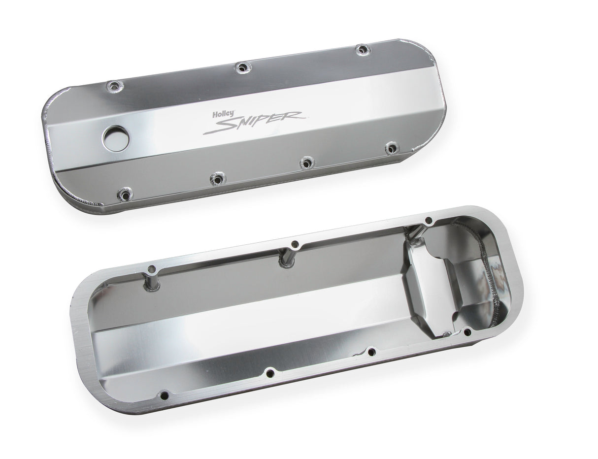Holley 890002 Sniper Valve Cover - Fabricated Aluminum - BBC - Natural Anodized