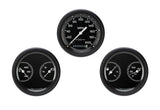 Classic Instruments AutoCross Gray 3 3/8" Speedo & 2 Duals with Black Low Step Bezel Flat Glass Lens - AX04GBLF
