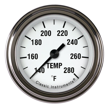 Classic Instruments White Hot 2 1/8" Full Sweep Water Temperature Gauge - WH126SLF-04