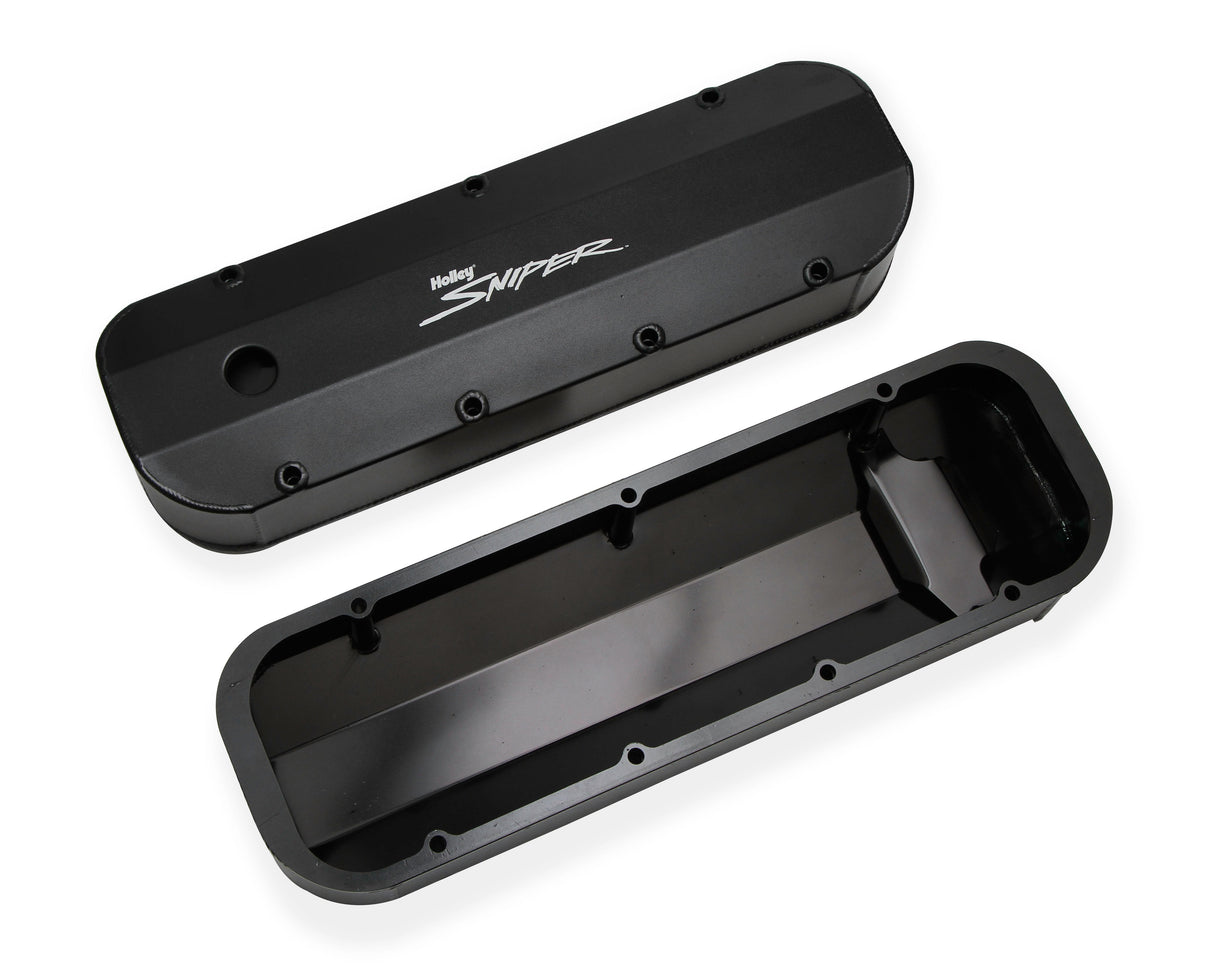 Holley 890002B Sniper Valve Cover - Fabricated Aluminum - BBC - Black