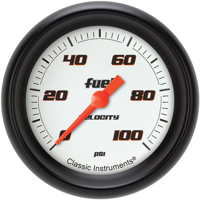 Classic Instruments Velocity White 2-5/8" Fuel Pressure Gauge (100 PSI) - VS346WBPF