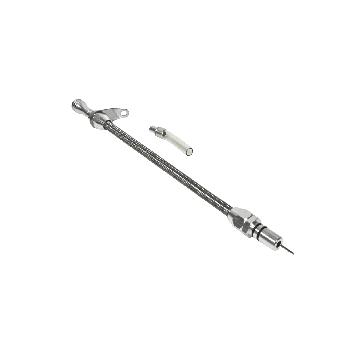 B&M Auto Transmission Dipstick & Tube - Billet Aluminum/Stainless Steel Braided - 22166